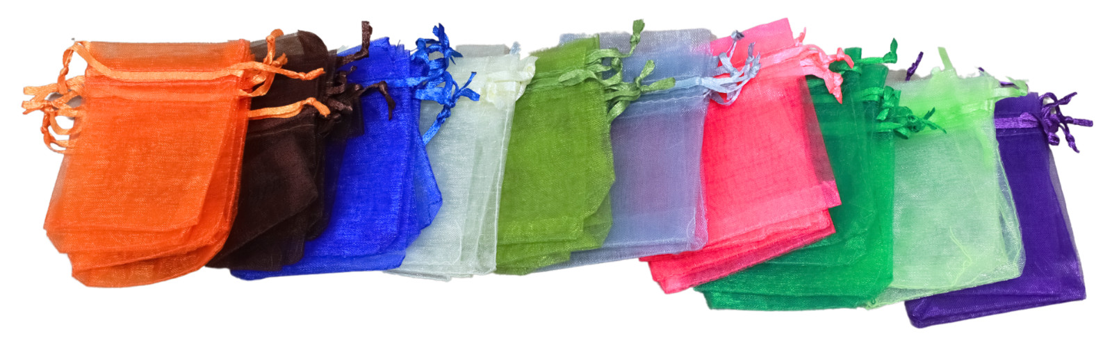 Vibrant Multicolor Organza Gift Bags Multiple Sizes in Sets of 20, 50 or 100