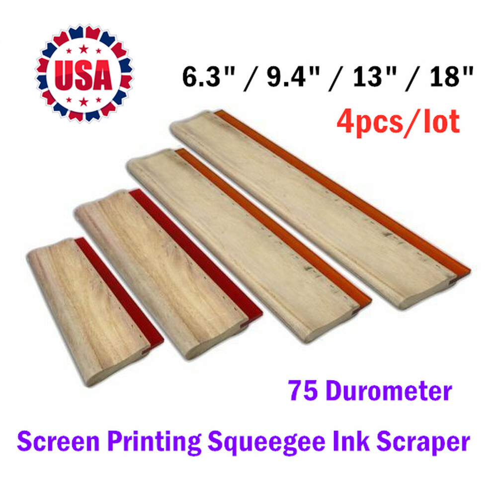 4pcs Screen Printing Squeegee Ink Scraper Silk Stencil Printing 75 Durometer