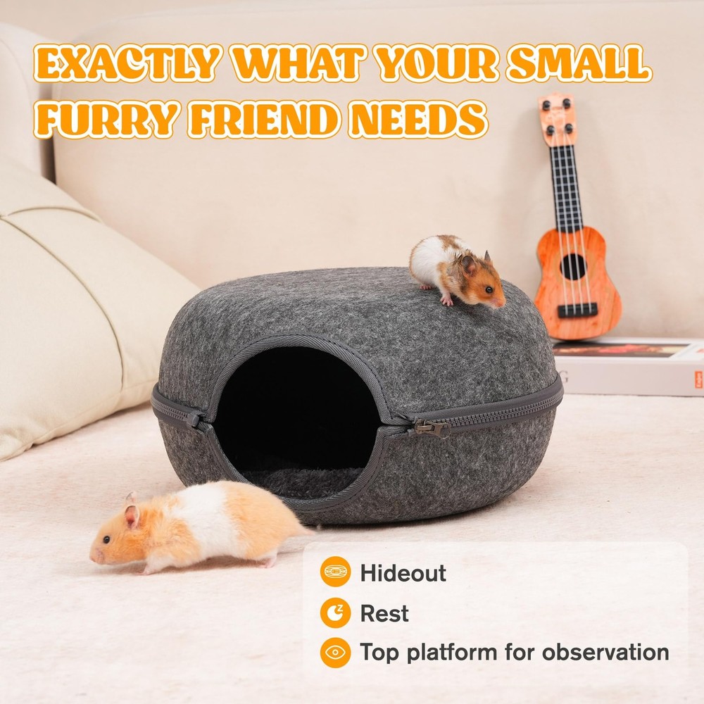 Guinea Pig Hideout 2 Pack, Double Function Guinea Pig Bed with 3 Soft Cushion...