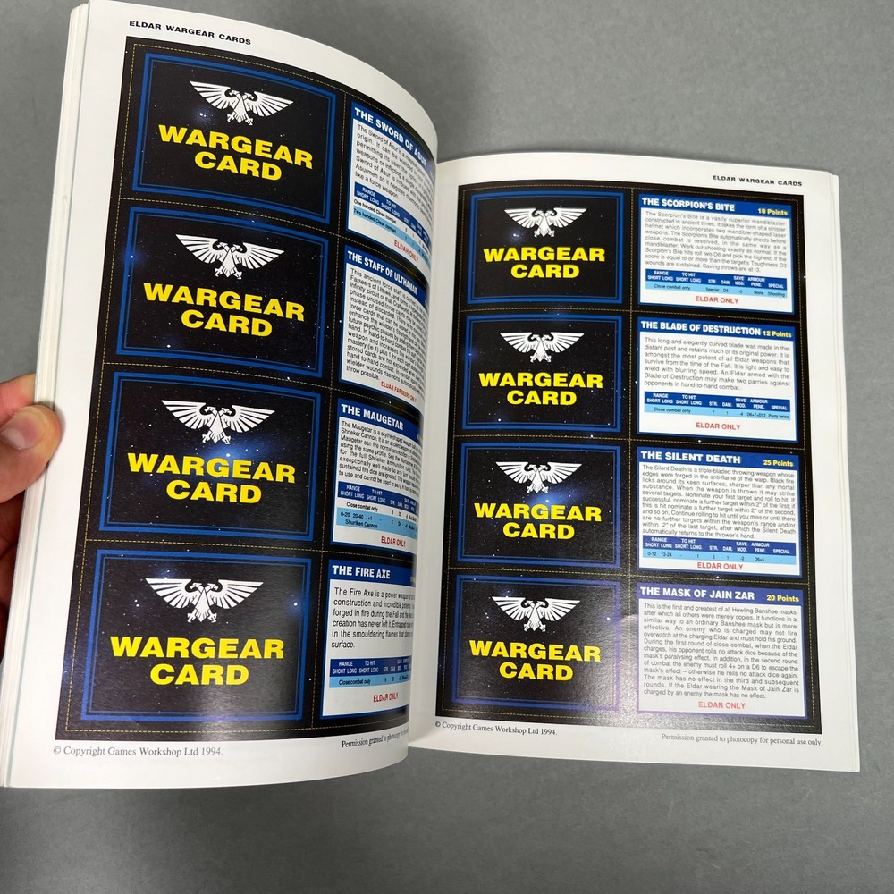 Warhammer 40k Eldar Codex 1994 2nd Edition Vintage OOP Games Workshop 0155 NICE