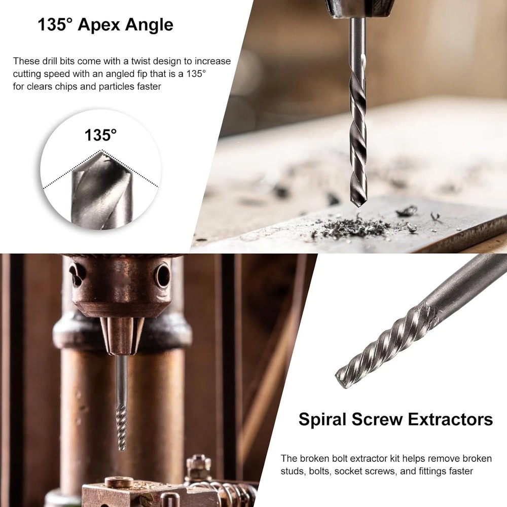 26pc Screws Bolt Extractor Set W/Reverse Drill Bit Kit Lug Nut Extraction US