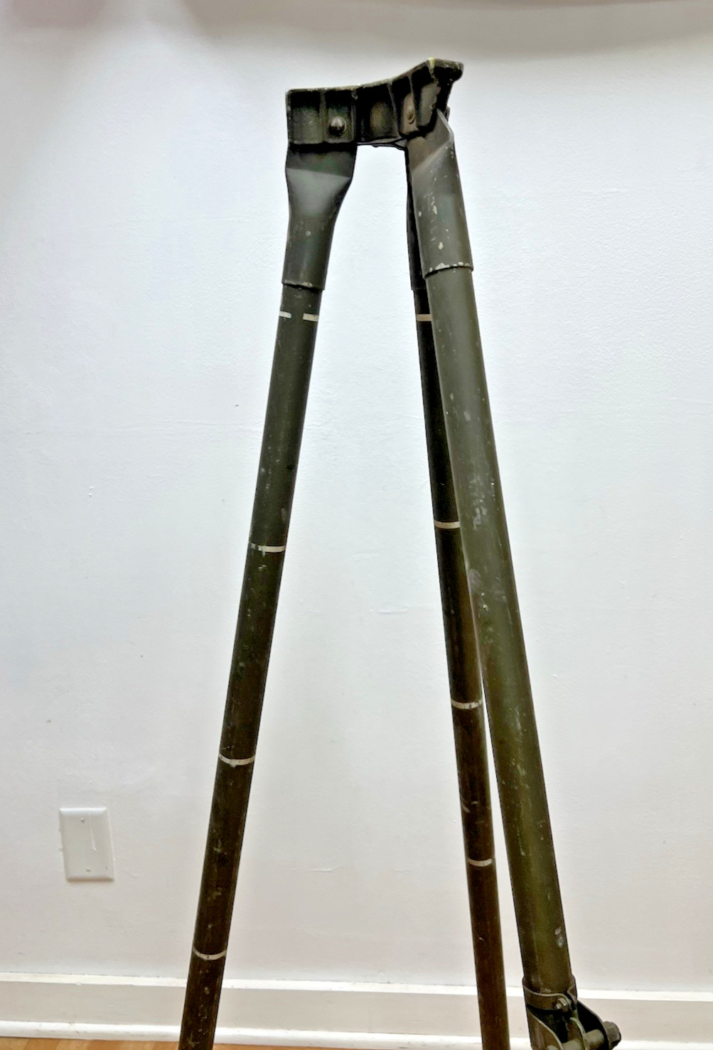 Vintage ALUMINUM TRIPOD metal military transit light stand survey industrial 4'