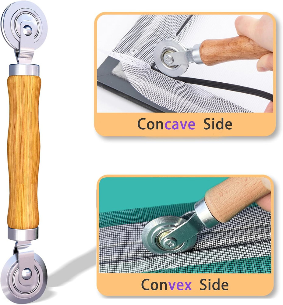 Screen Repair Kit, 4 in 1 Screen Roller Tools with Bearing & Removal Hook & Cli
