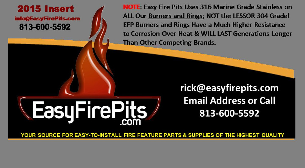 B4CK: BASIC PROPANE DIY GAS FIRE PIT KIT & 4" LIFETIME WARRANTED 316 BURNER