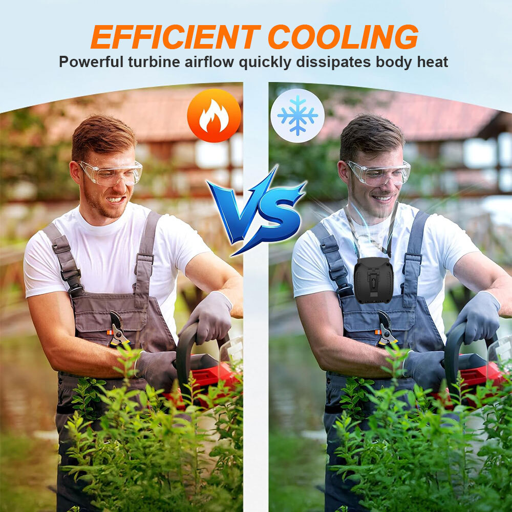 Portable Waist Clip Fan with LED 10000mAh USB Rechargeable Hanging Belt Cooling