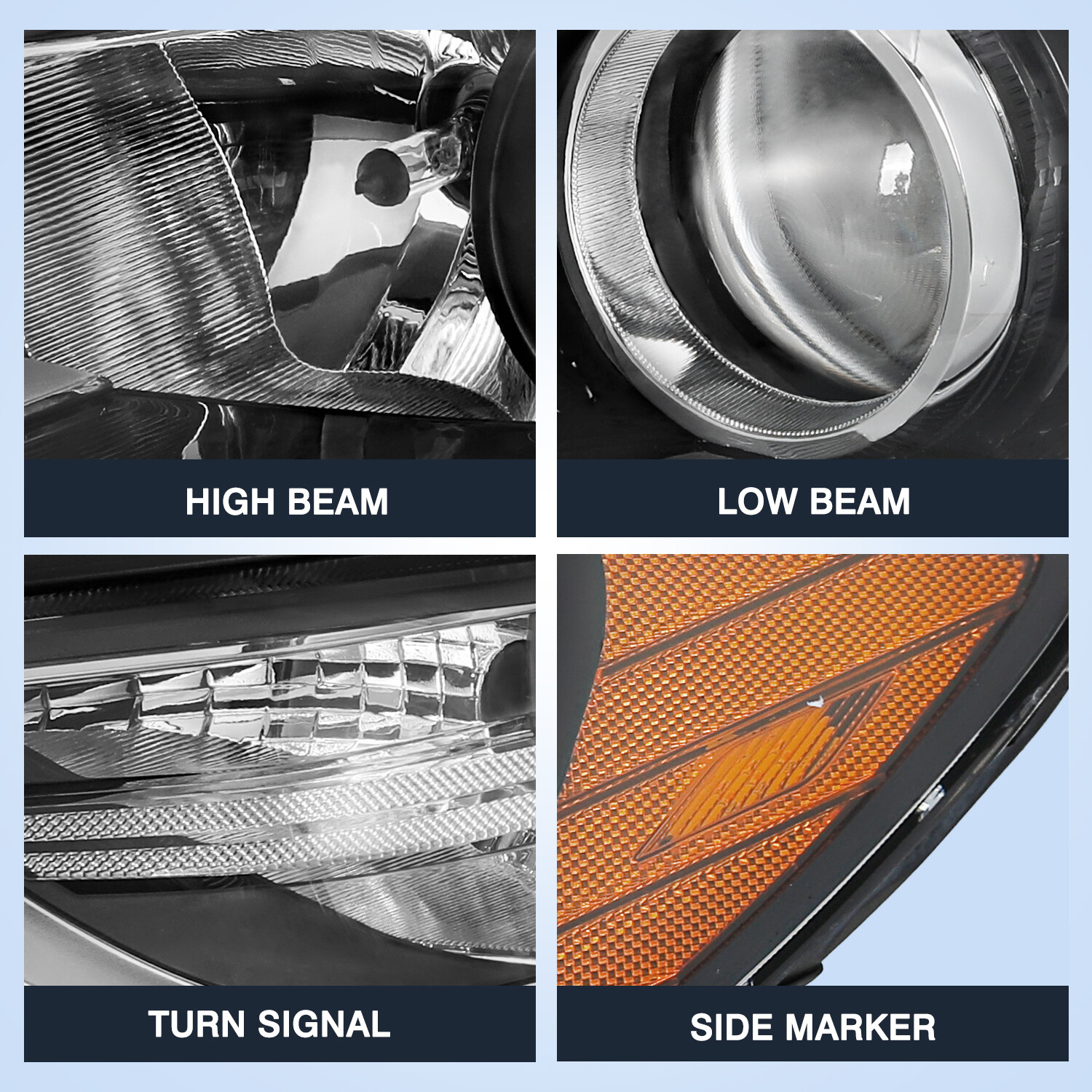 W/Bulbs For 2017 2018 Hyundai Elantra Projector Headlights Assembly Left & Right