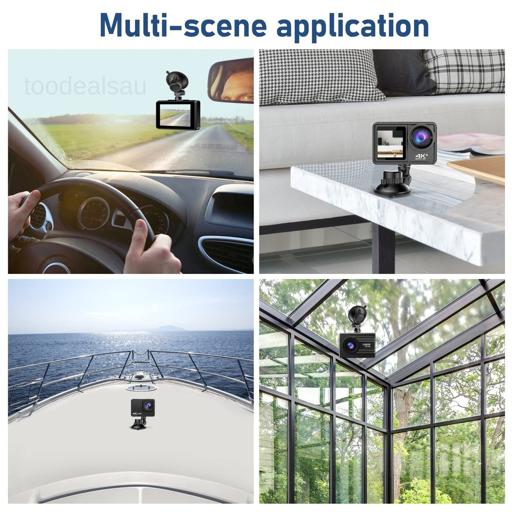 Dash Cam Mount, Suction Cup Mount,Windshield and 1/4" 1/8" compatible, Black