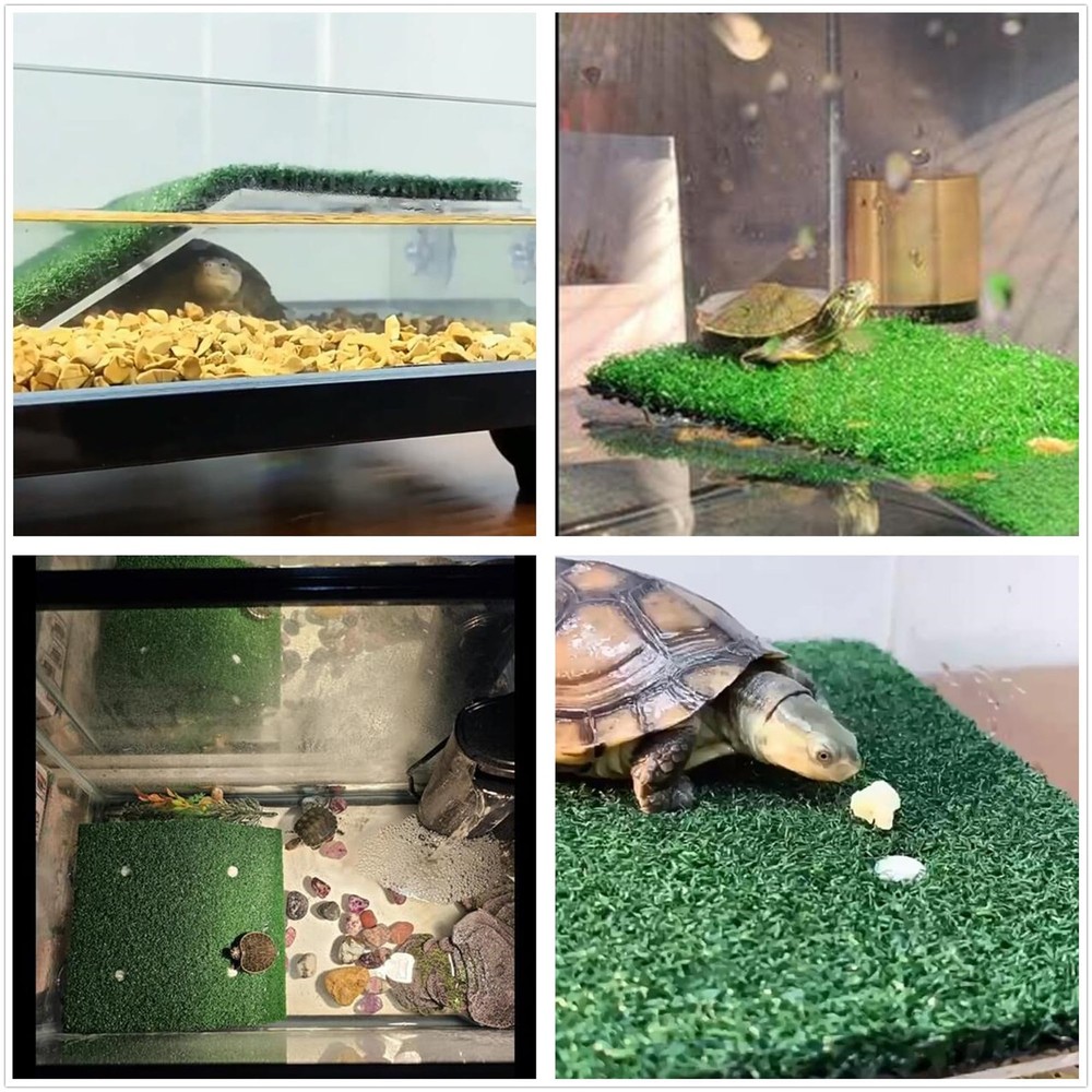 Turtle Resting Basking Platform Simulation Grass Turtle Ramp, Lawn Tortoise C...