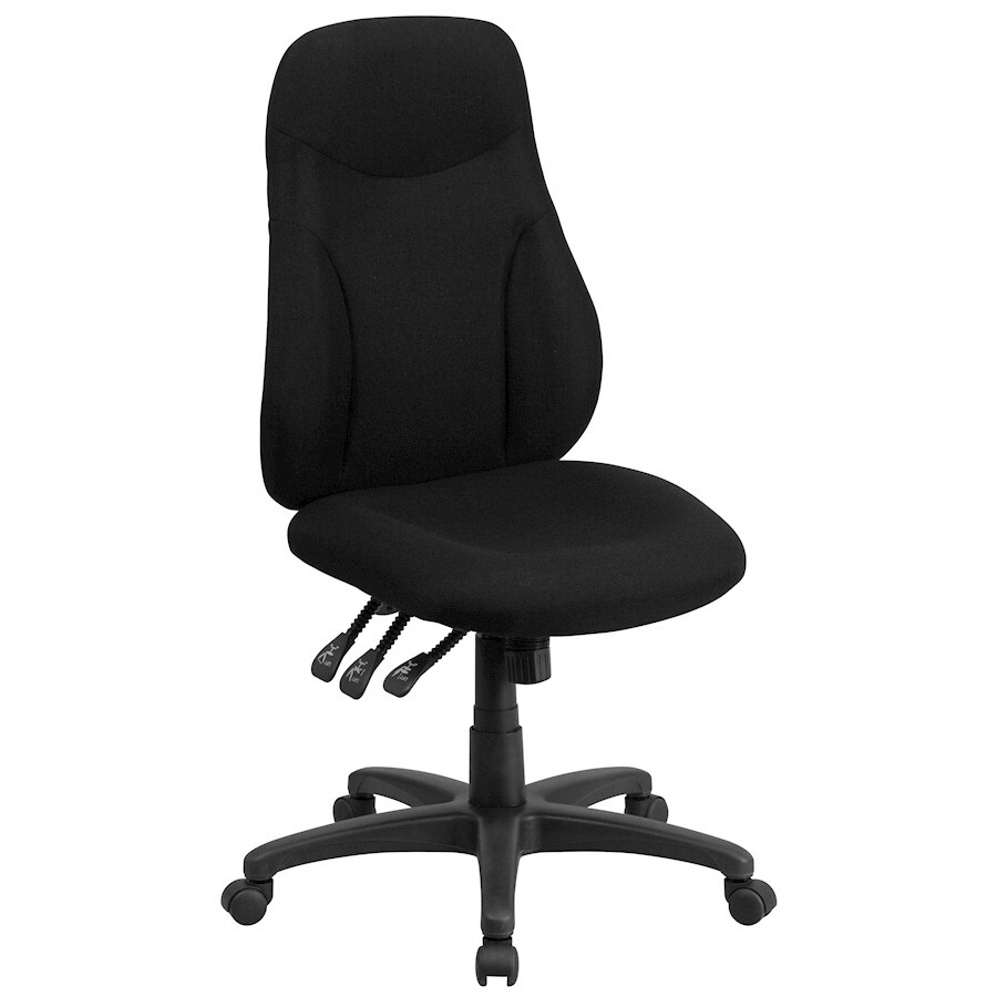 Flash High Back Black Fabric Multifunction Swivel Ergonomic Task Office Chair