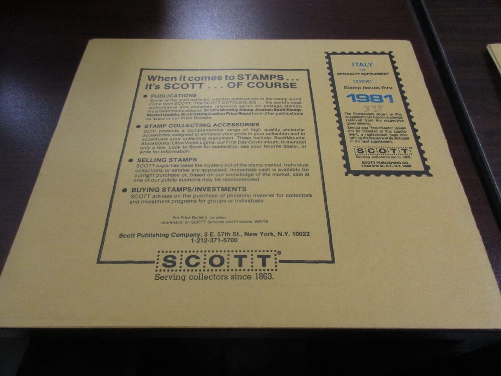 THE SCOTT  SPECIALTY  SUPPLEMENT ITALY #32 ,1981  W/FREE SHIPPING!!