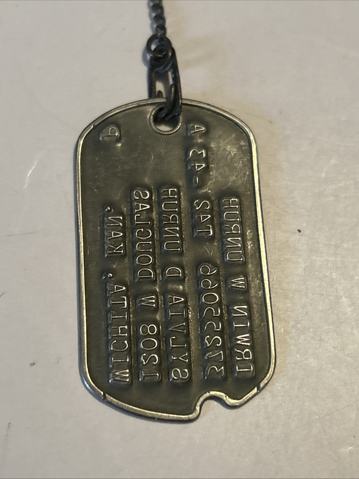 WW2 Female NOK Next Of Kin Dog Tags-one Pair- Original With Chain Kansas
