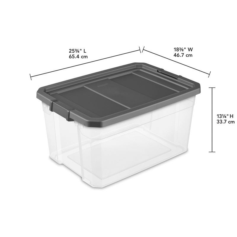 Durable 76 Quart Stackable Plastic Storage Bin W/ Latch Lid Garages Attics New