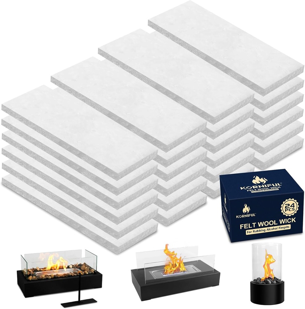 24 pcs Tabletop Fire Pit Ceramic Wool Wick to Extend Burning Time,Table Top Fire