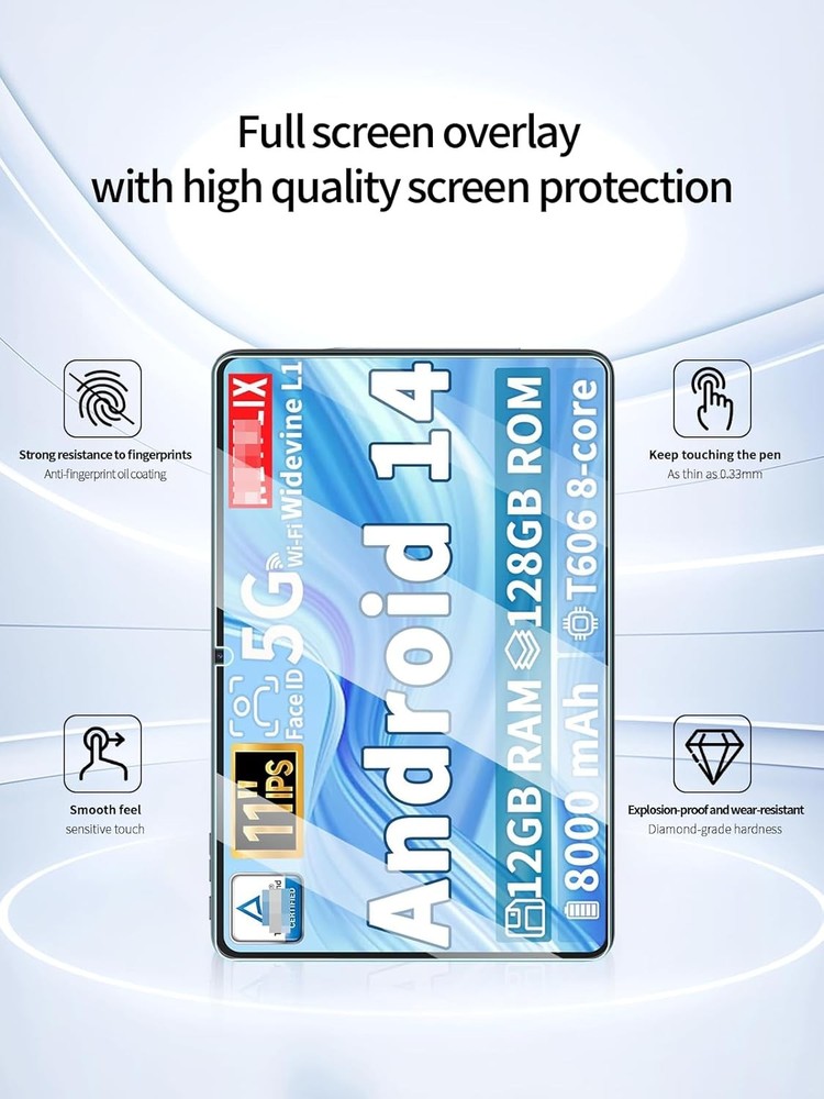 2 Pack Screen Protector for QDDQ TB02 Android 14 Tablet, Anti-Scratch 9H Hardnes