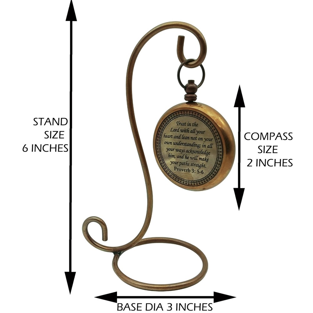 Compass with Display Stand-Unique|Uplifting|Engraved Message |Brass Compass