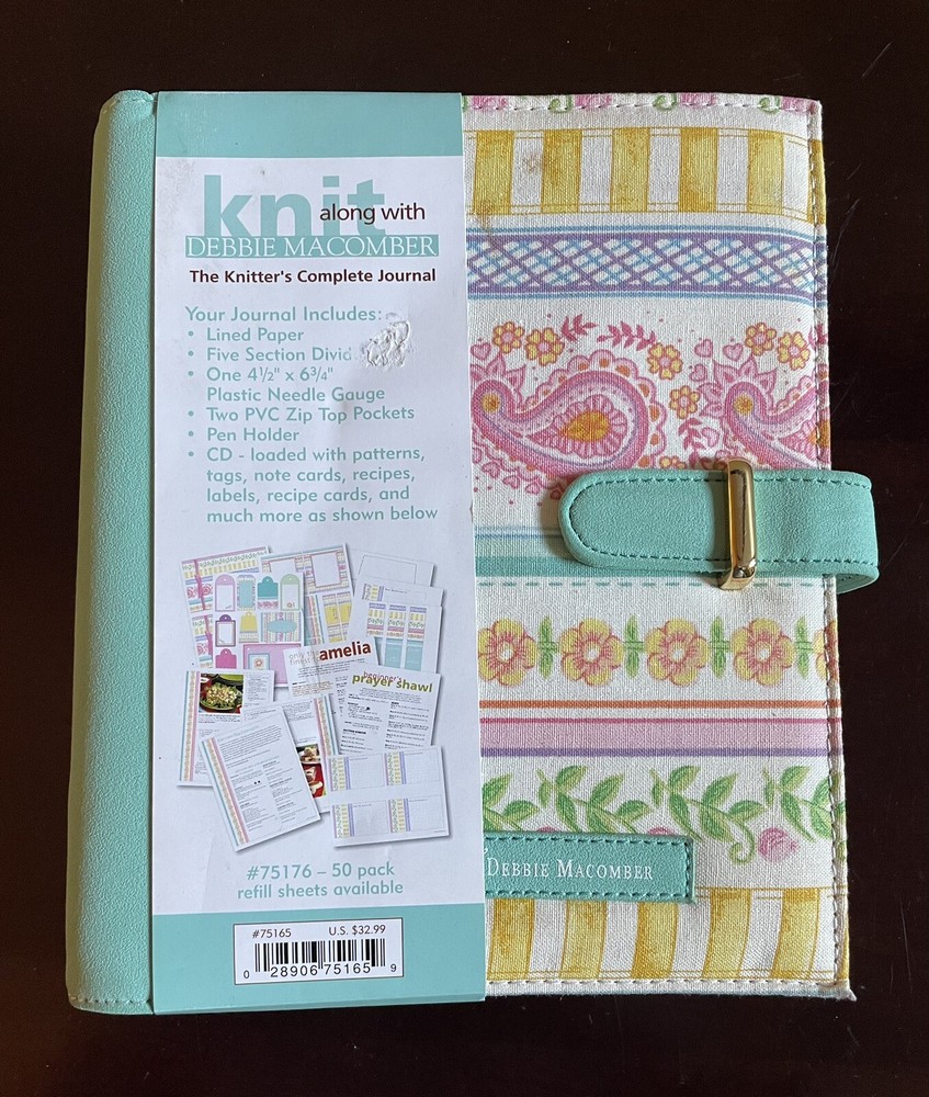 Debbie Macomber Knitter’s Complete Journal w/Paper, Plastic Needle Gauge & CD