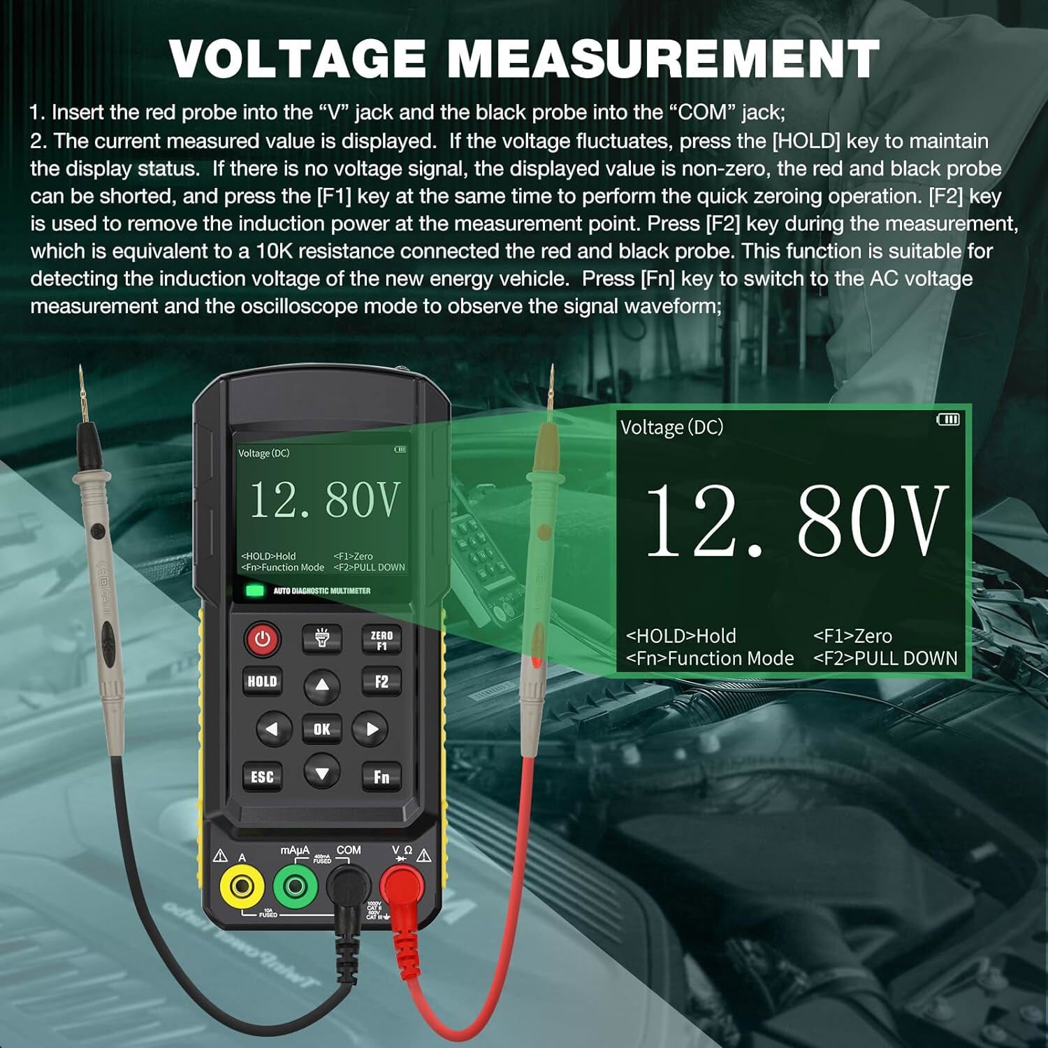 Automotive Digital Multimeter Tester with Oscilloscope Measures AC/DC Voltage