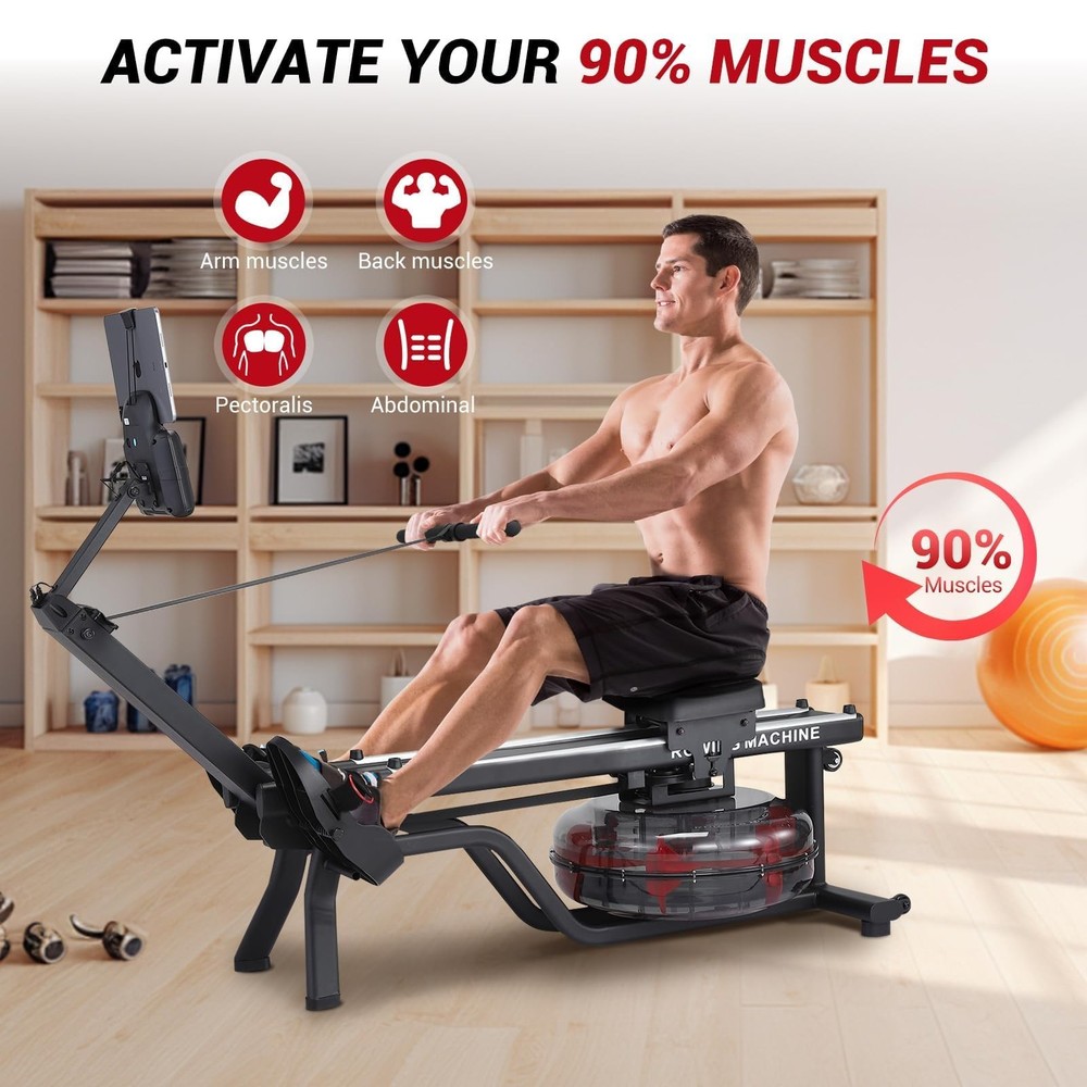 Water Magnetic Rowing Machine Foldable 380 LBS Rower Full Body Workout