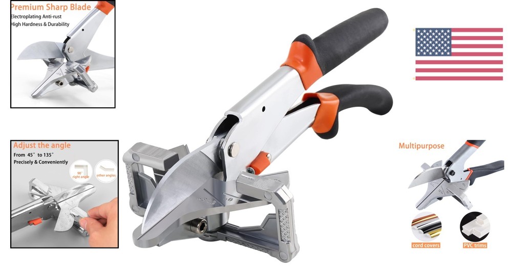 X-Large Adjustable Miter Shear - 0 to 135 Degrees, Safe Cutting Scissors