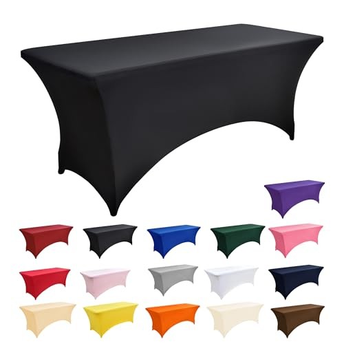 2-Pack 8ft Spandex Table Covers for Rectangle Folding 8-foot | 2-pack Black
