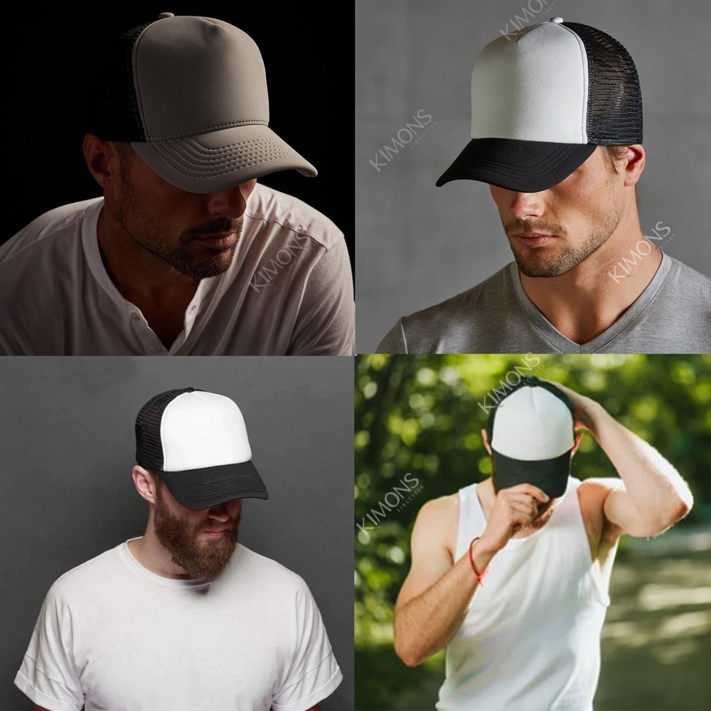 Trucker Hat Foam Mesh Baseball Cap Snapback Adjustable Plain Solid Men Hats Caps