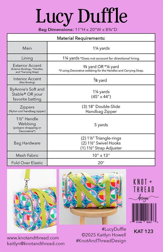 Lucy Duffle Pattern by Kaitlyn Howell