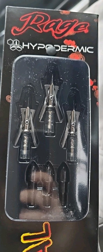 Rage Simply Lethal Arrow Pkg 2 Blade Hypodermic Btoadheads 3 Arrows