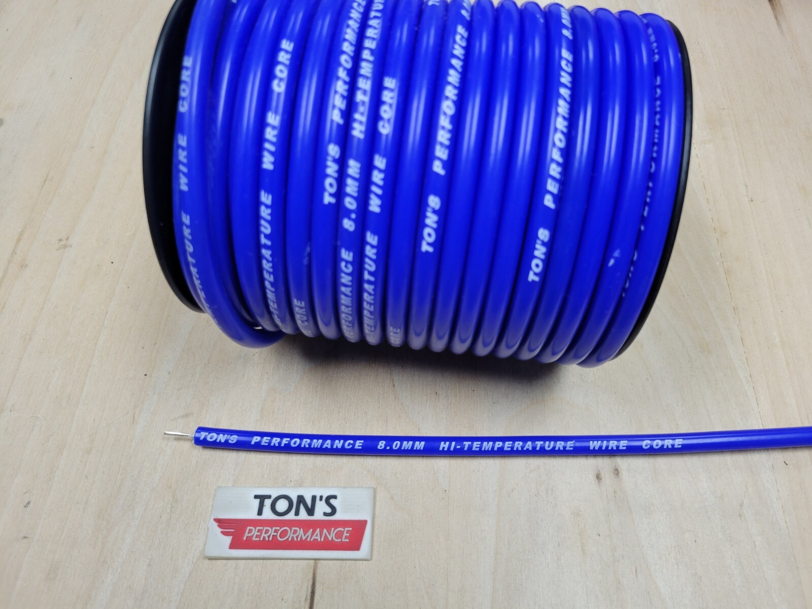 Ton's 8mm Blue silicone SOLID WIRE CORE SPARK PLUG WIRE by the foot 0 ohms/ft