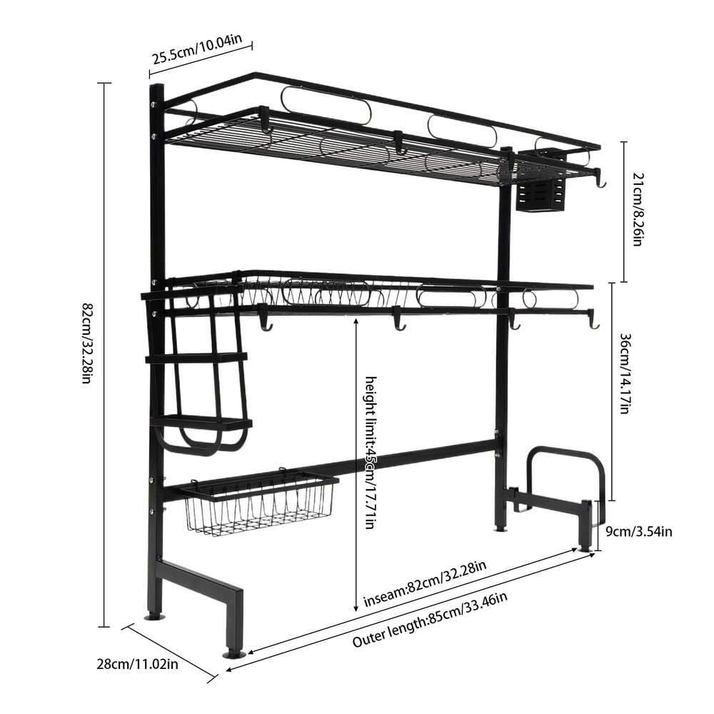 32.2in Double Layer Sink Storage Rack Complete Set Drying Rack For Kitchen !