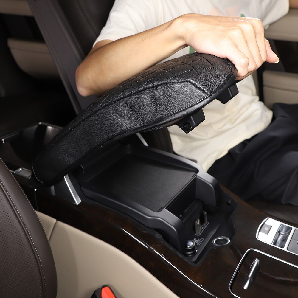 For Range Rover L405 2013~2022 Black Leather Center Console Armrest Cover Trim