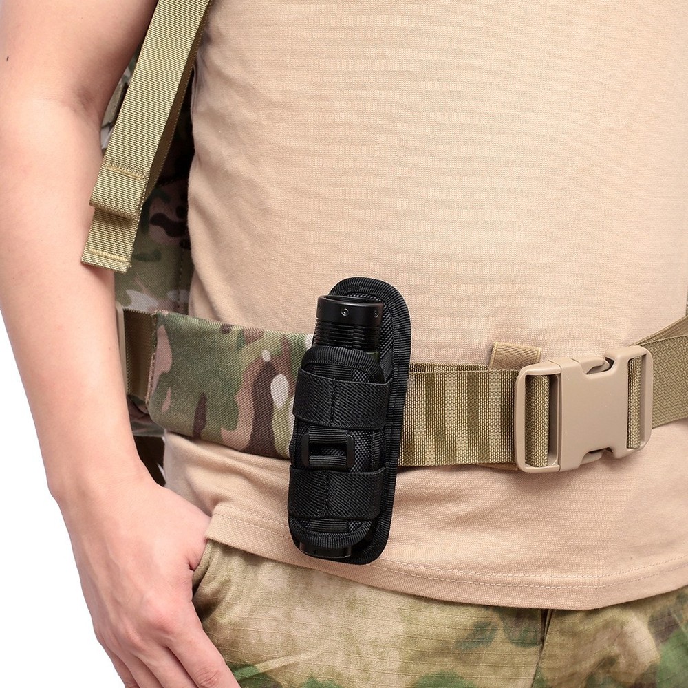 Tactical Molle Flashlight Holder Nylon Belt Flashlight Torch Case Pouch &%