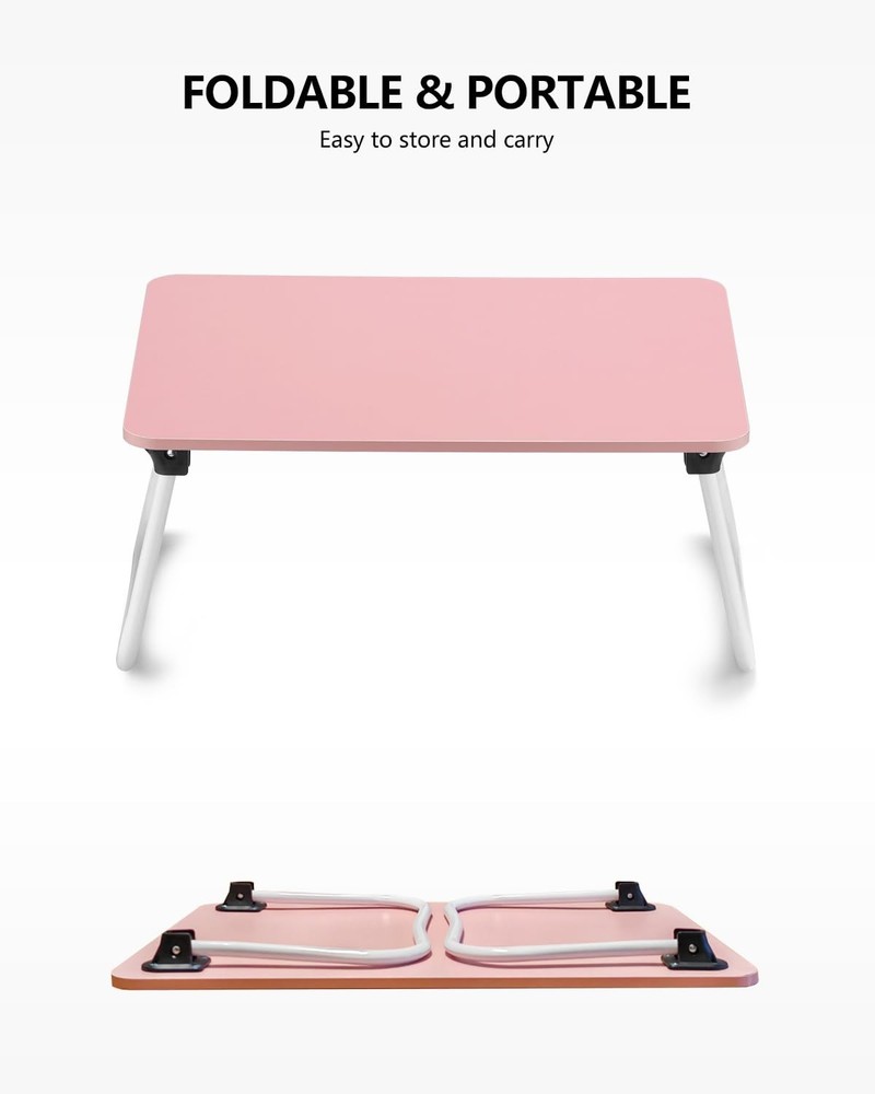 Foldable Lap Desk Portable Bed Table Laptop Stand Lightweight Mini Table, Pink