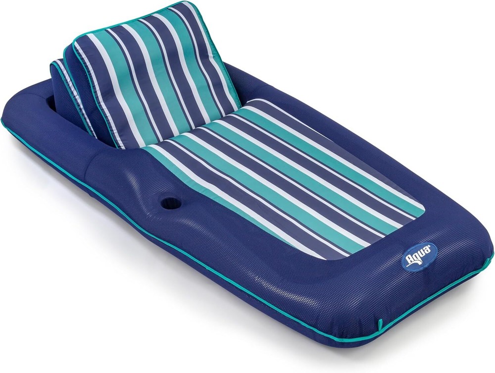 Navy Green Oversized Lounge Float With Cup Holder And Cushioned Backrest