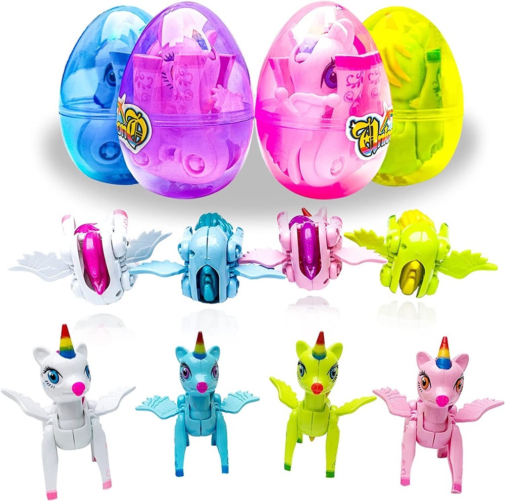 4 Pack Prefilled Easter Eggs with Toys 4 3/8" Plastic Easter Eggs Filled for Kid