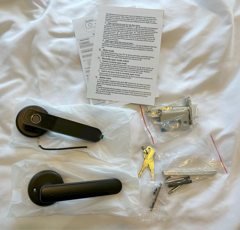 Secustone Fingerprint Smart Lock Biometric Keyless Passcode Open Box