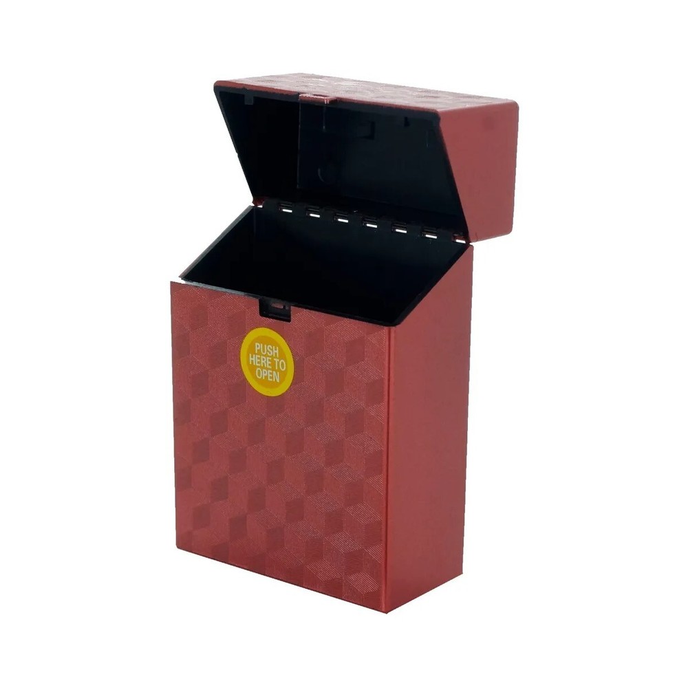 (24) King Size Push-to-Open Plastic Cigarette Case Cube Square Design - 12 pack