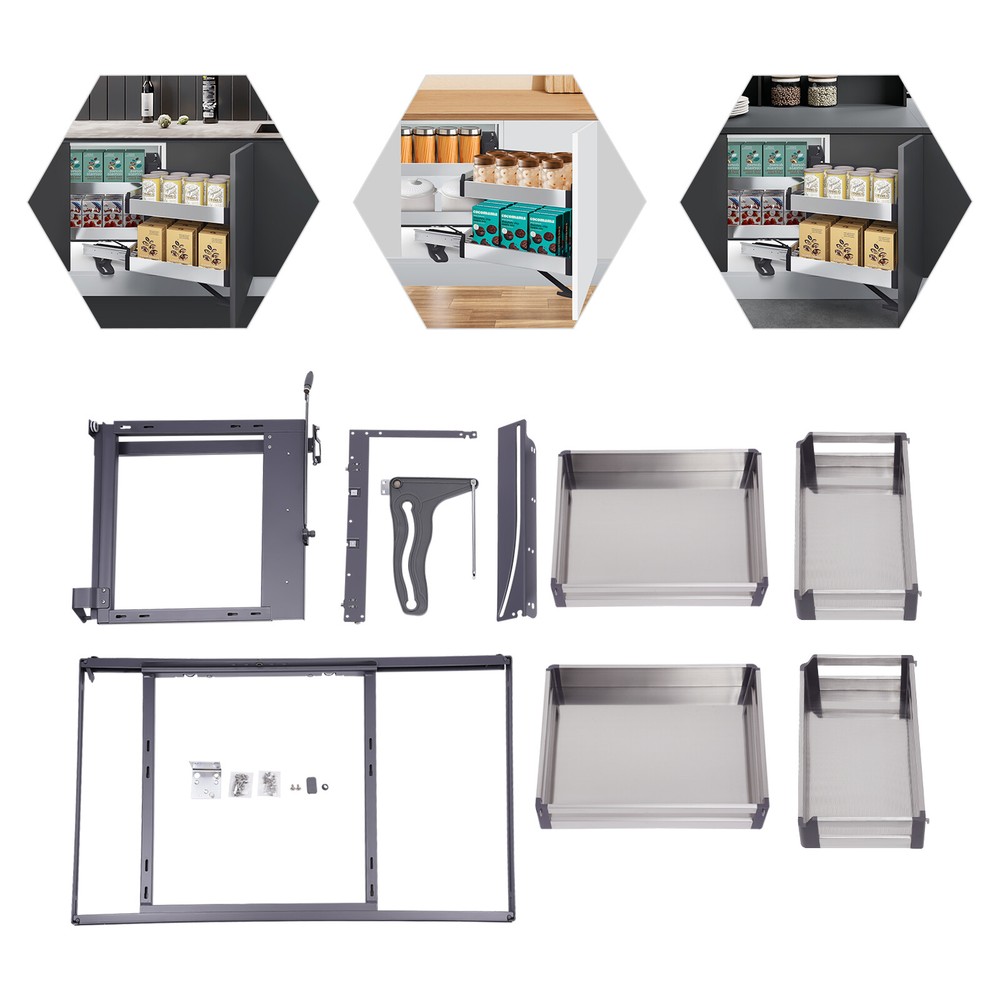 Blind Corner 39" Cabinet Pull Out Organizer, with Soft Close 2 Rolling Shelves.