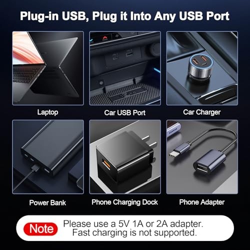 2 PCS USB Interior Car Ambient Lights, Touch Control Adjustable Blue