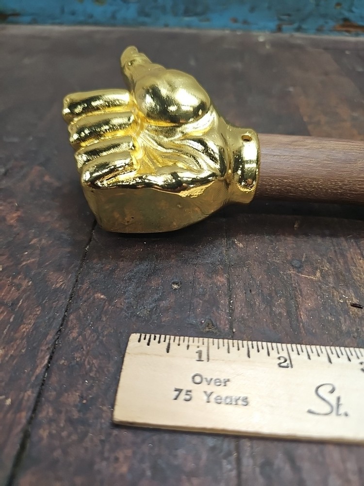 H32- Crafted 2 lb brass figural THUMBS Up Hammer
