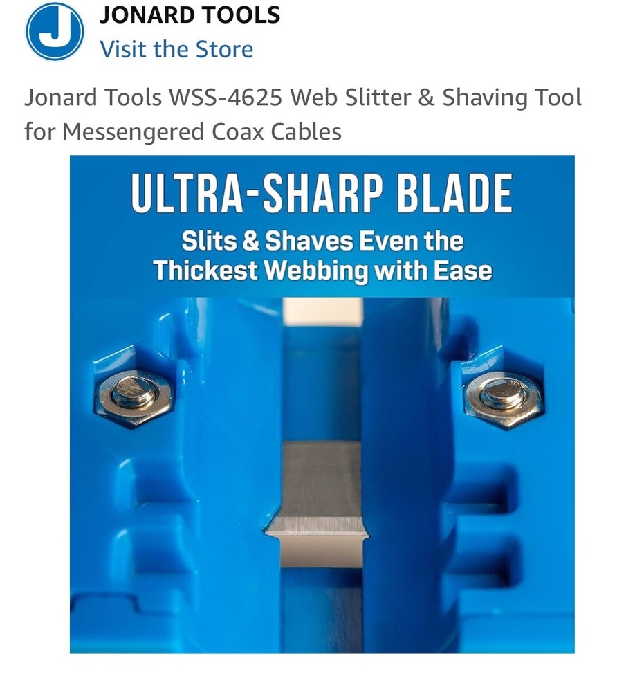 Jonard Tools WSS-4625 Web Slitter & Shaving Tool for Messengered Coax Cables