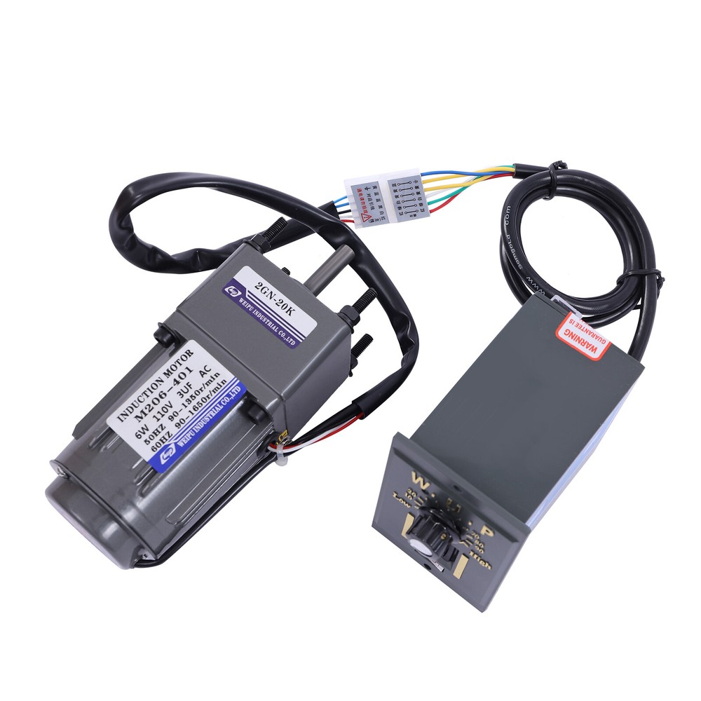 110V Gear Motor with Speed Controller - Adjustable Speed Regulator (20K)