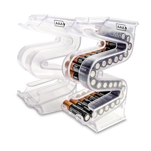 Battery Ladder Organizer Case for Batteries - Stackable or AAA 2 - Pack