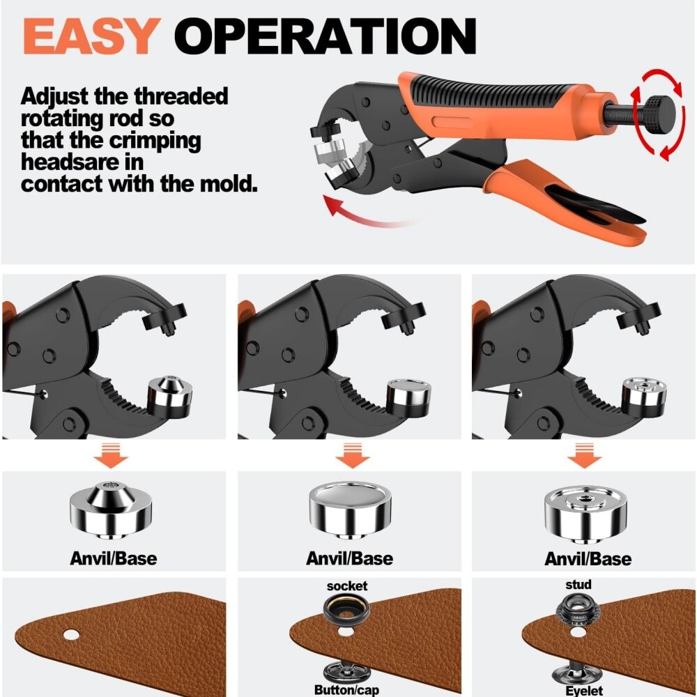 305x Heavy Duty Snap Fastener Tool Kit Boat Cover Metal Snaps Canvas Sewing Tarp