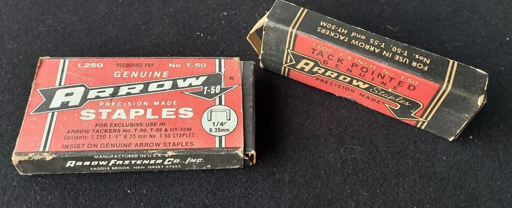 GENUINE ARROW PRECISION MADE STAPLES. TWO BOX LOT. INCOMPLETE