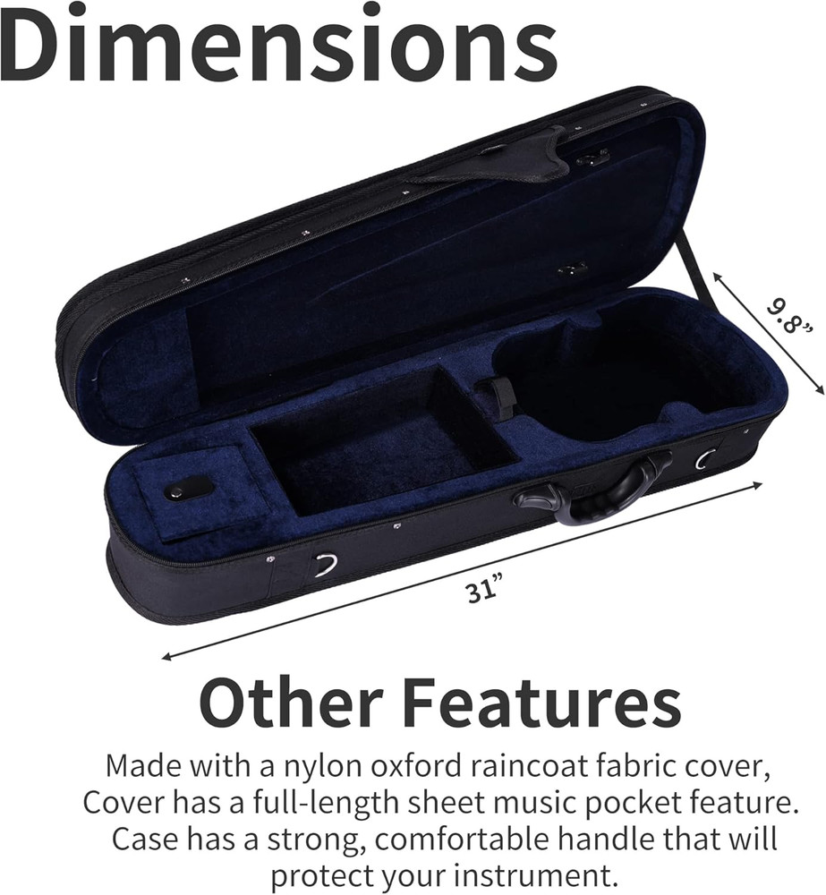 4/4 Full Size Violin Hard Case Basic Professional Triangular Shape Backpack, Sup