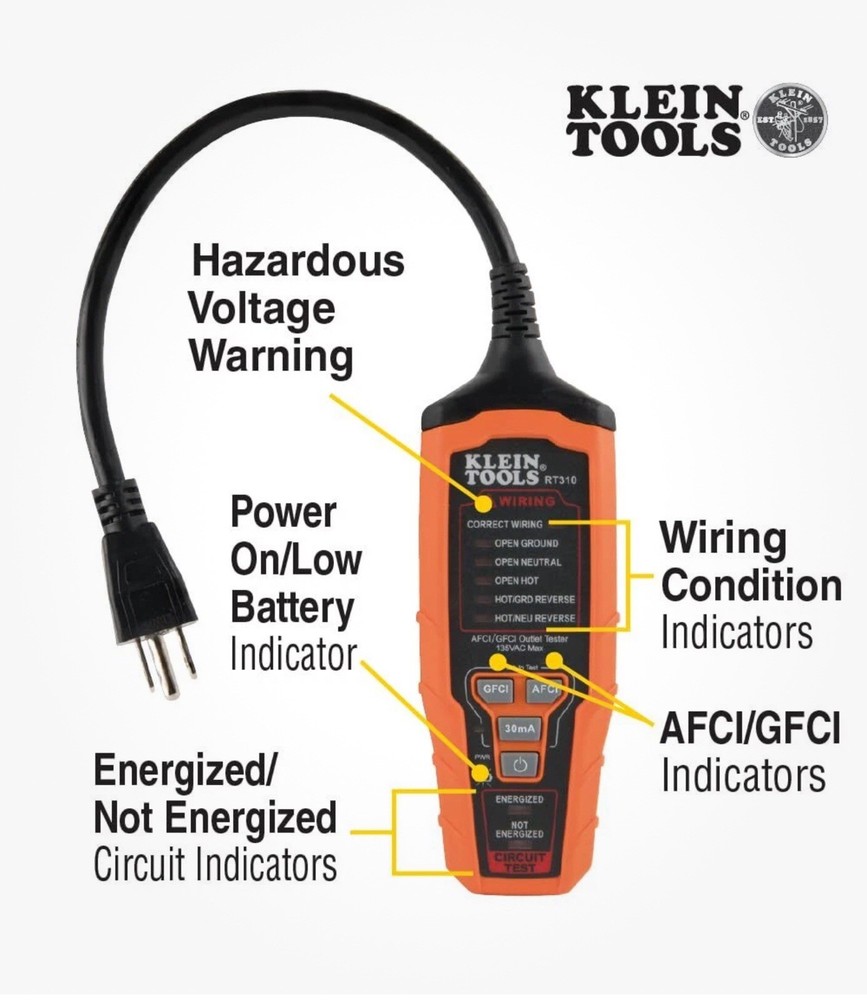 Klein Tools RT310 Electric Circuit Testing Device for AFCI GFCI Wiring Faults