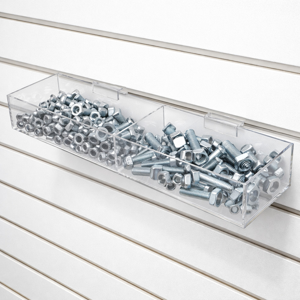 Acrylic Slatwall Display Bin – Multi-Compartments