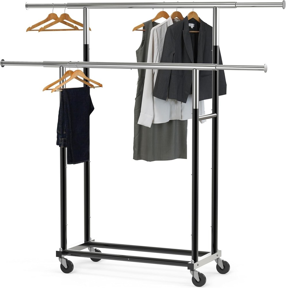 Standard Double Rod Garment Rack, Black