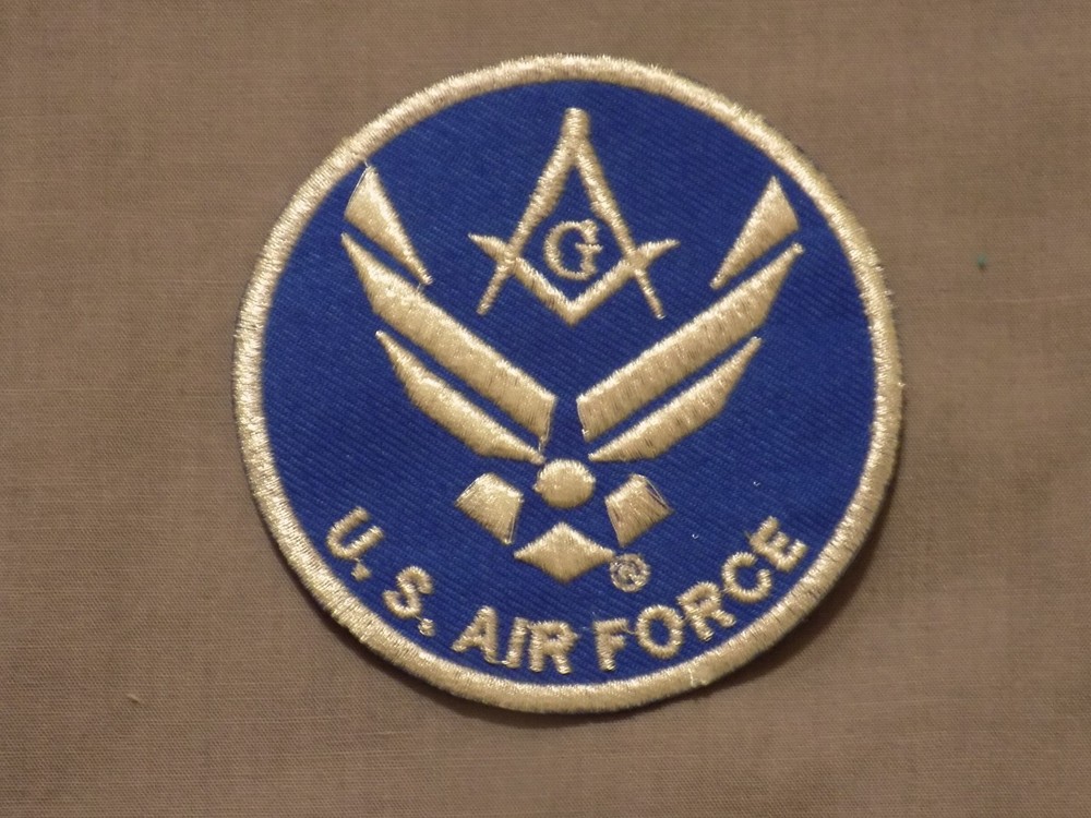 Masonic Square Compass Blue Silver Patch Iron Sew On US Air Force Freemason NEW!