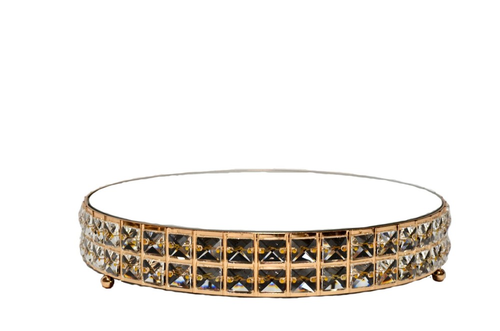Crystal cake stand mirror top 3 pieces set